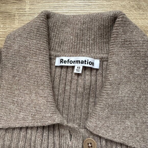 NWT Reformation Fantino Cashmere Sweater Collared Cardigan Oatmeal XS - Picture 14 of 16
